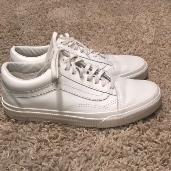 vans shoes leather white